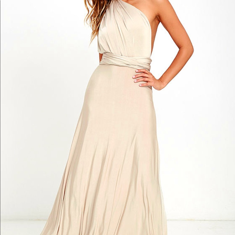 Lulus Always Stunning Convertible Beige Maxi